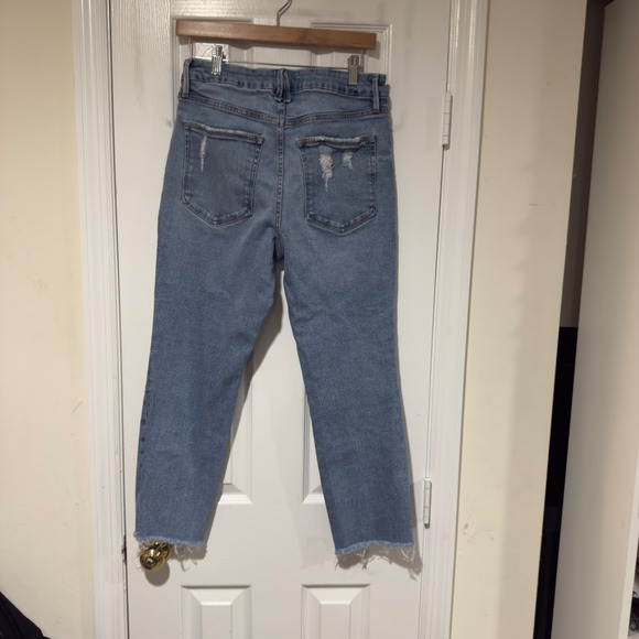 Good American High Rise Skinny Jeans Women's Size 10 / 30 Medium Wash Raw Hem - Picture 6 of 7